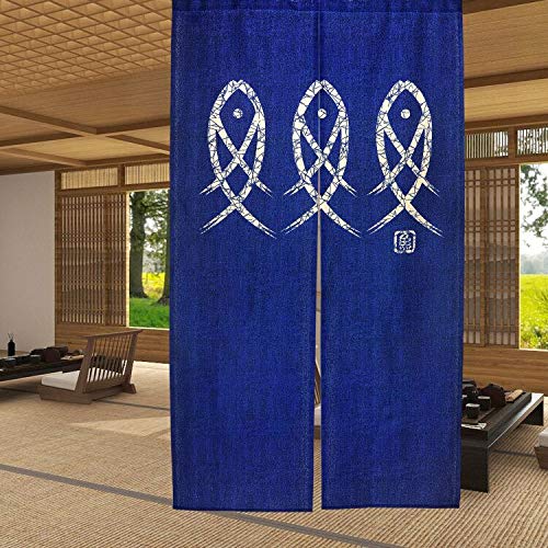 Noren Curtain Doorway - Personagem antigo peixe japonês noren cortina